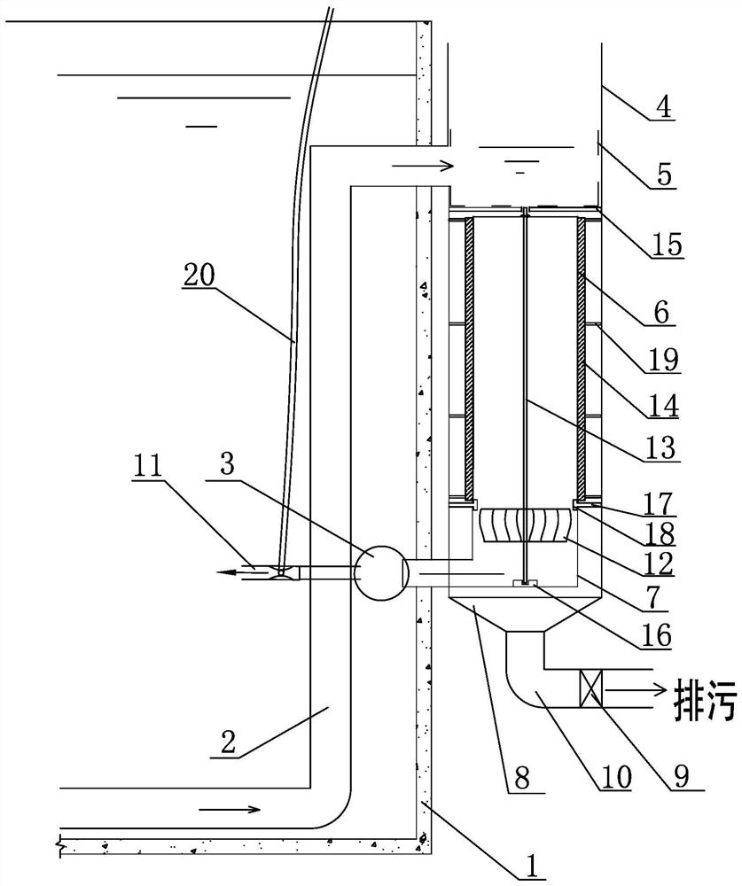 Rotary filtration, concentration and sewage discharge device and method for shrimp pond