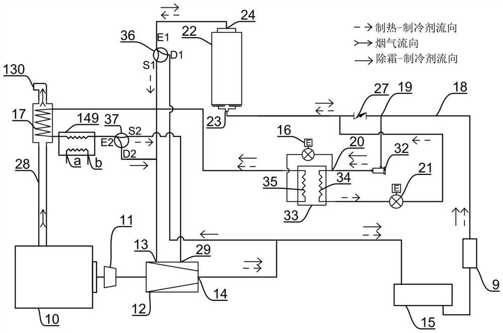 Large-temperature-difference high-temperature heat pump hot water unit driven by engine