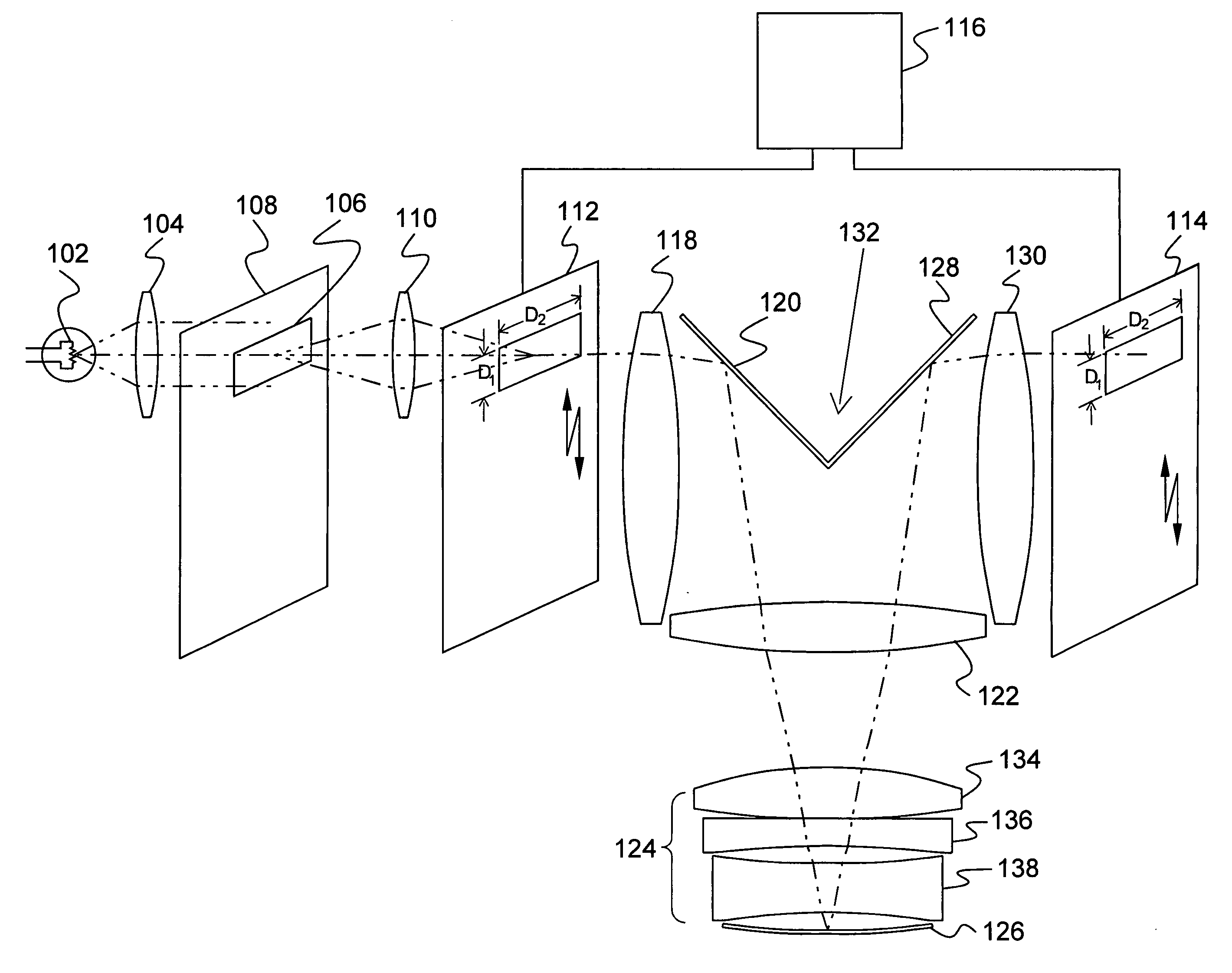 Catadioptric 1x projection system and method