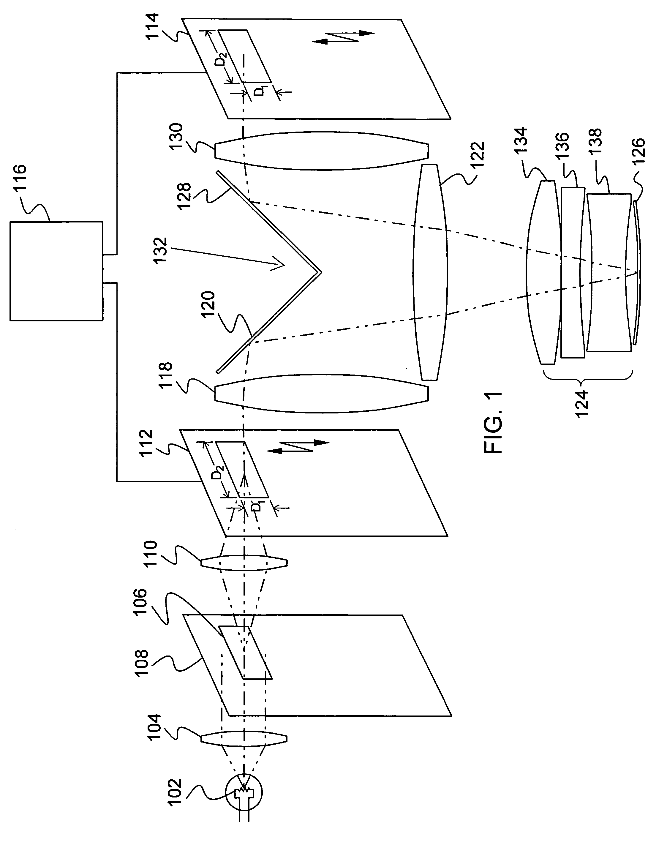 Catadioptric 1x projection system and method