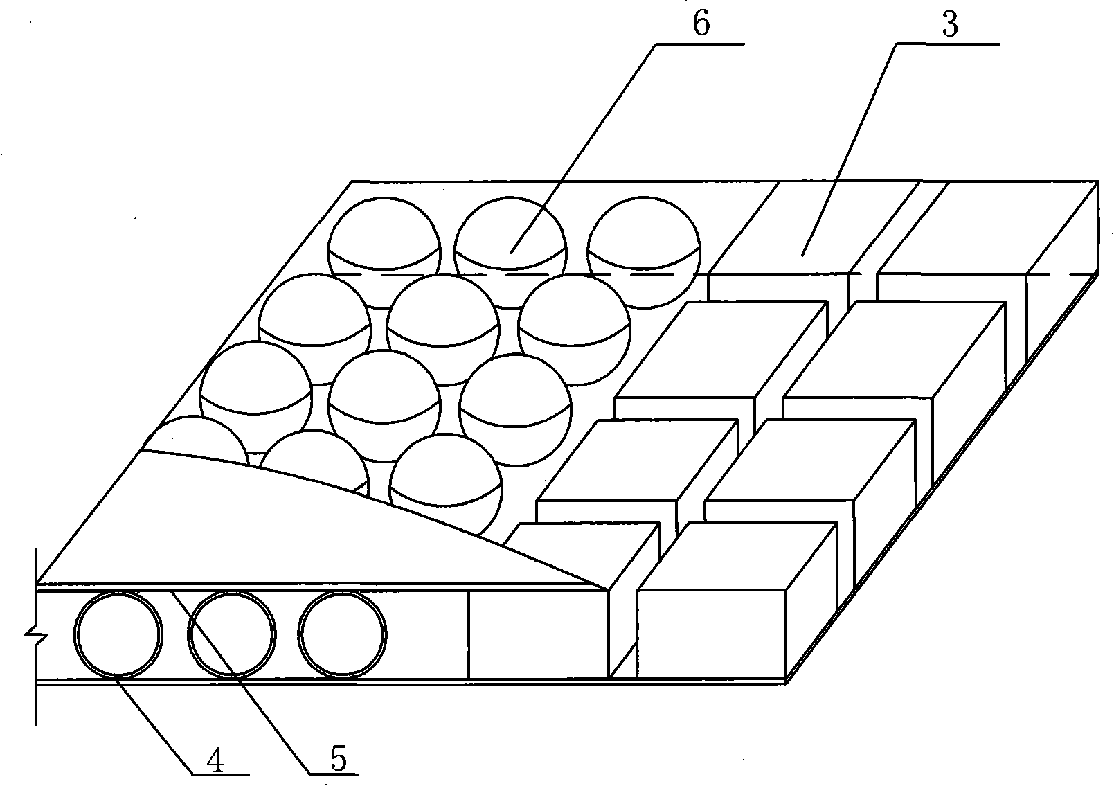 Combined type relief component cast-in-situ hollow building roof and construction method thereof