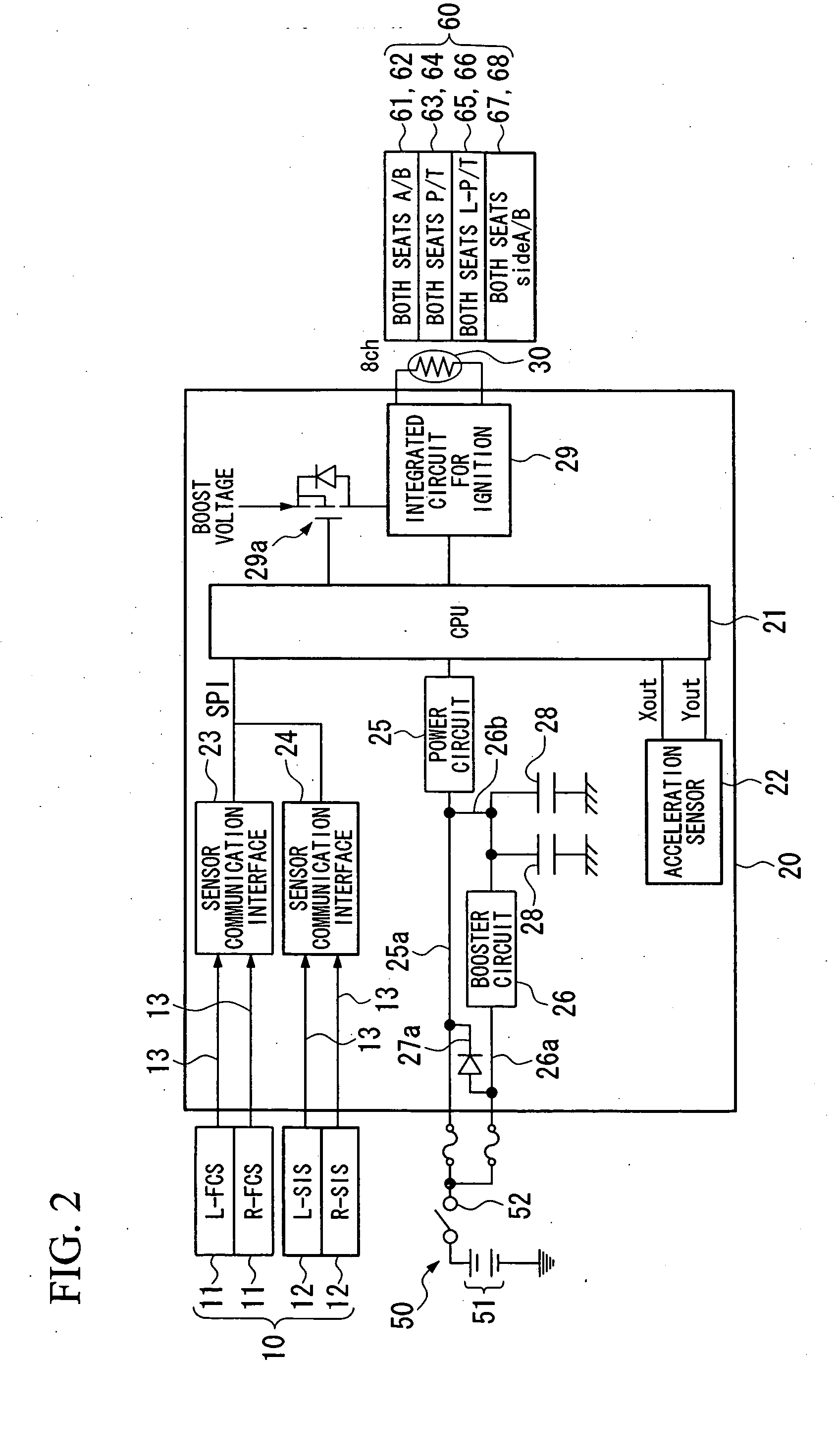 Communication control device for passenger protection device