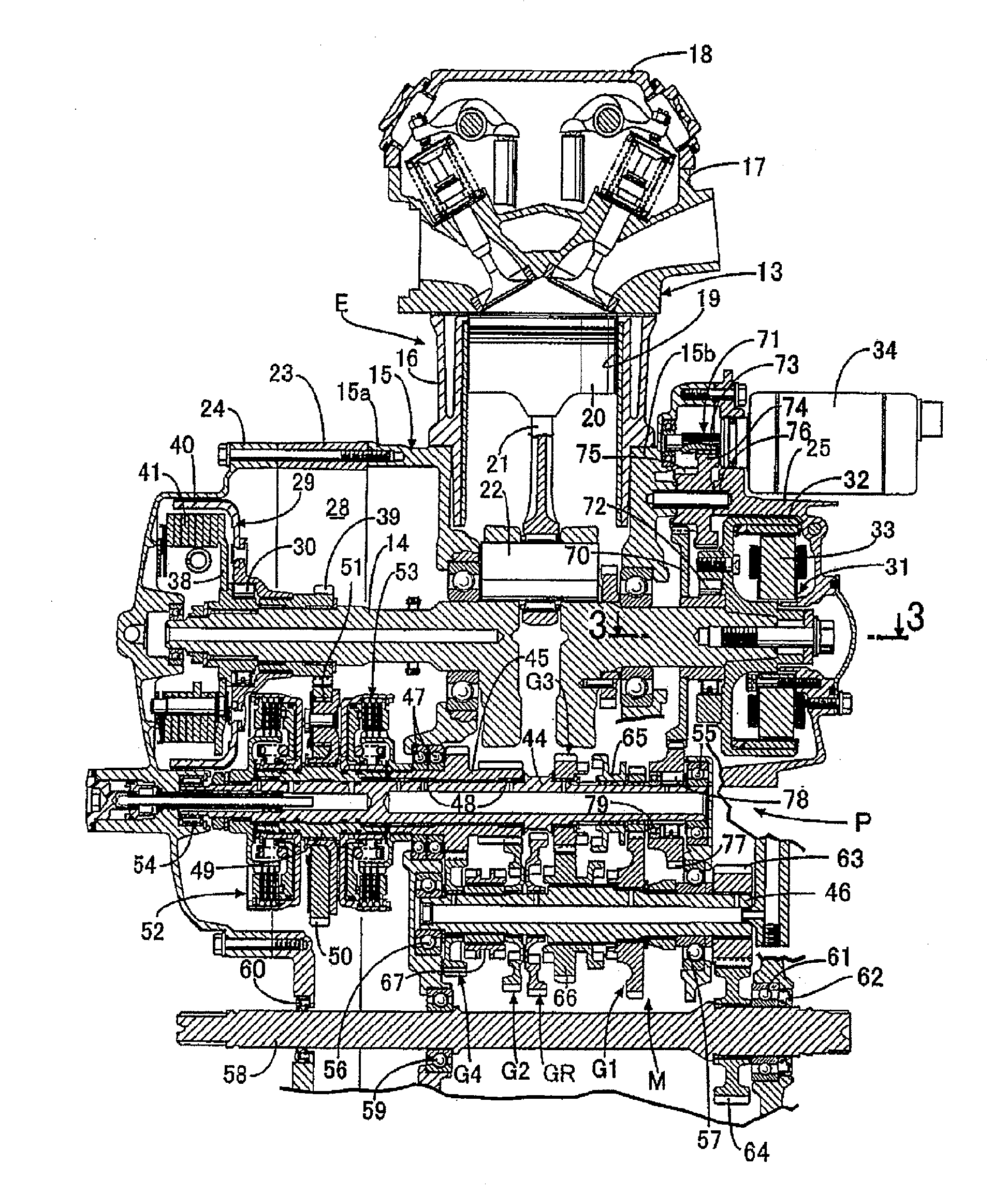 Lubrication structure for hybrid type vehicle power unit