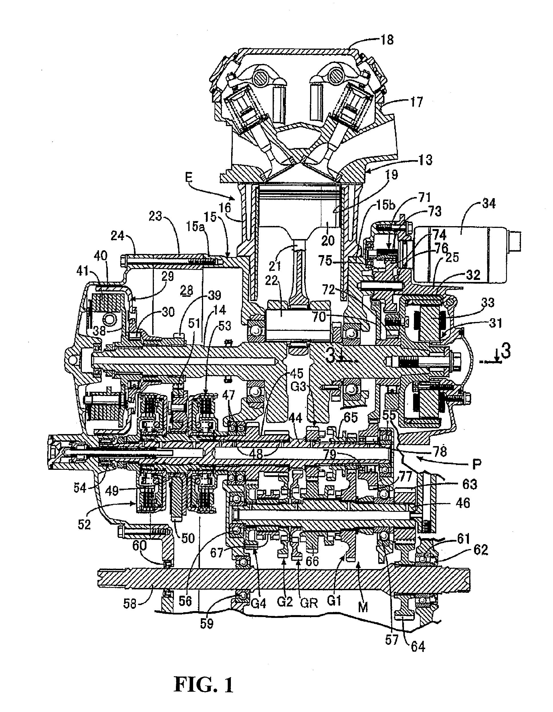 Lubrication structure for hybrid type vehicle power unit