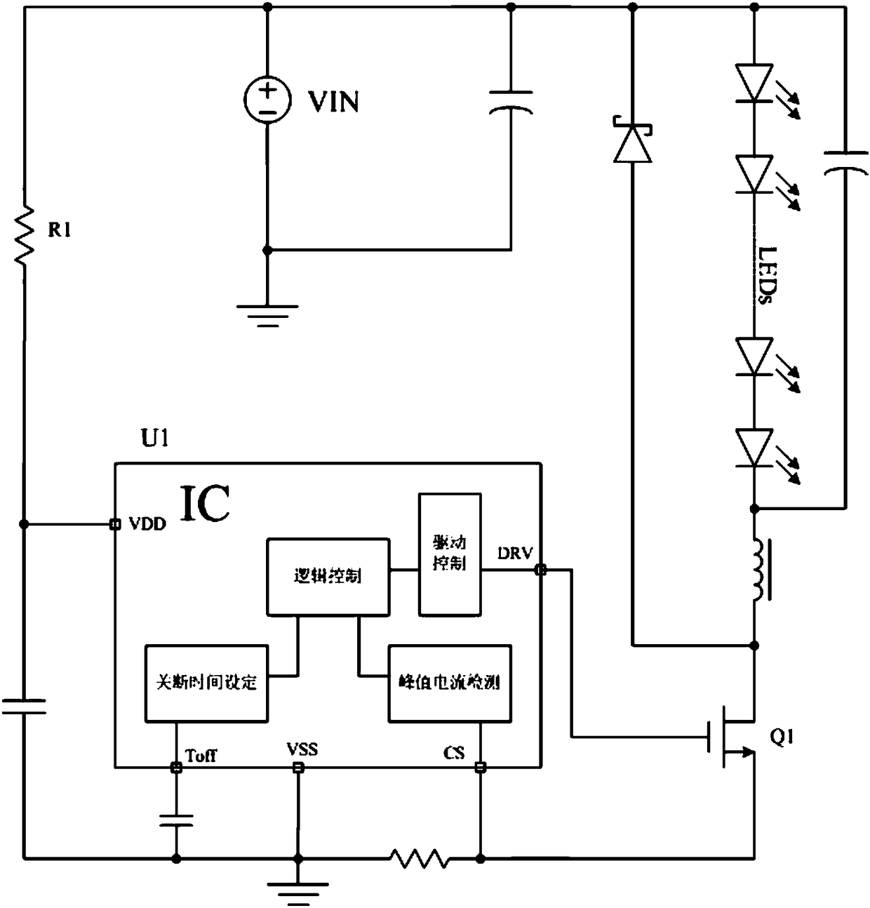 Inductive current average detection system and detection method therefor