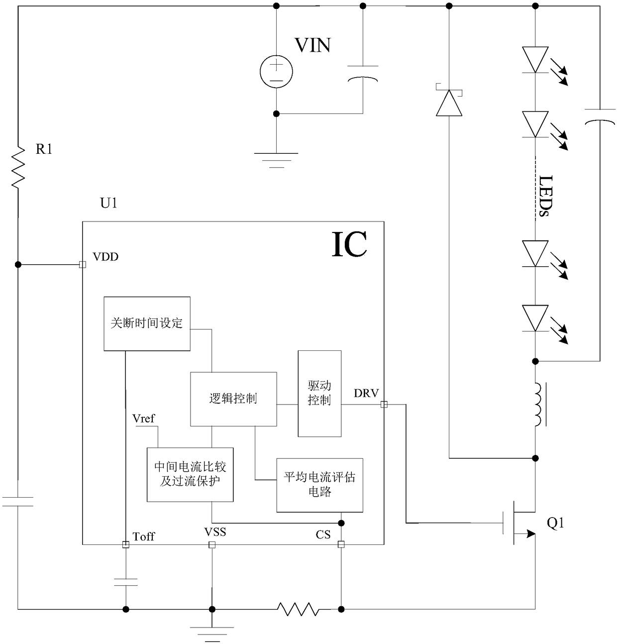 Inductive current average detection system and detection method therefor