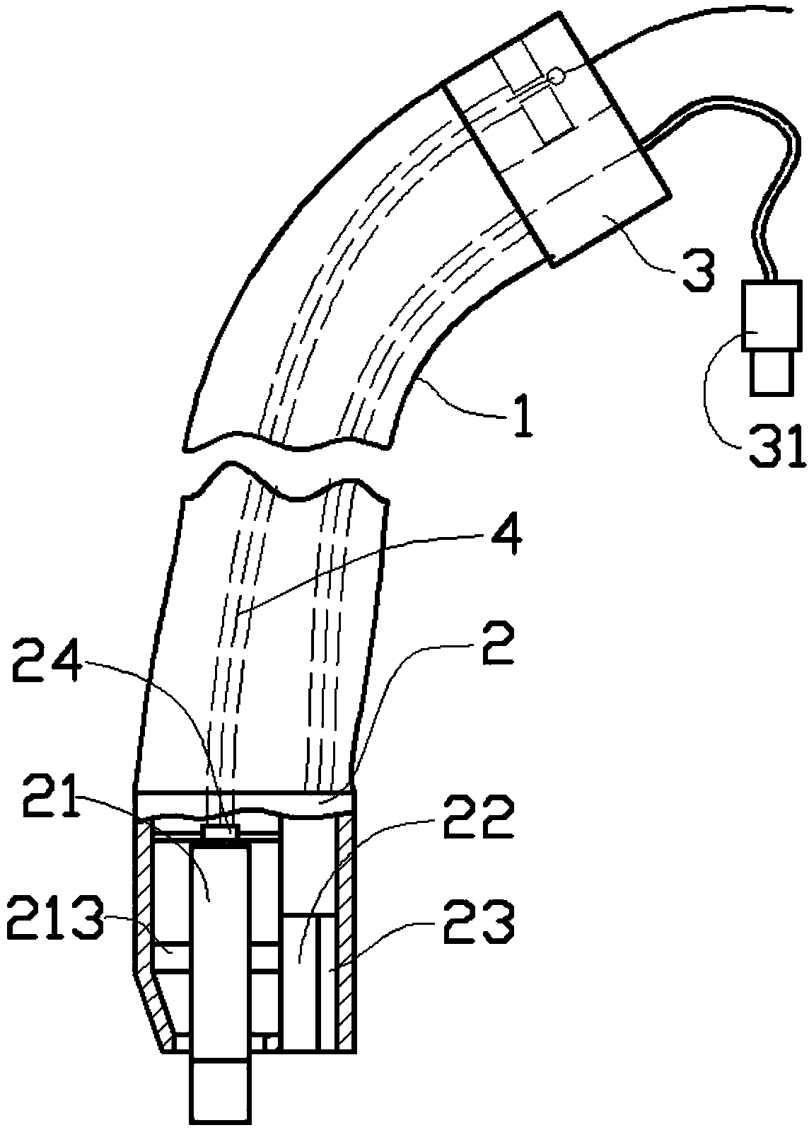 Metal hose detecting and clamping device