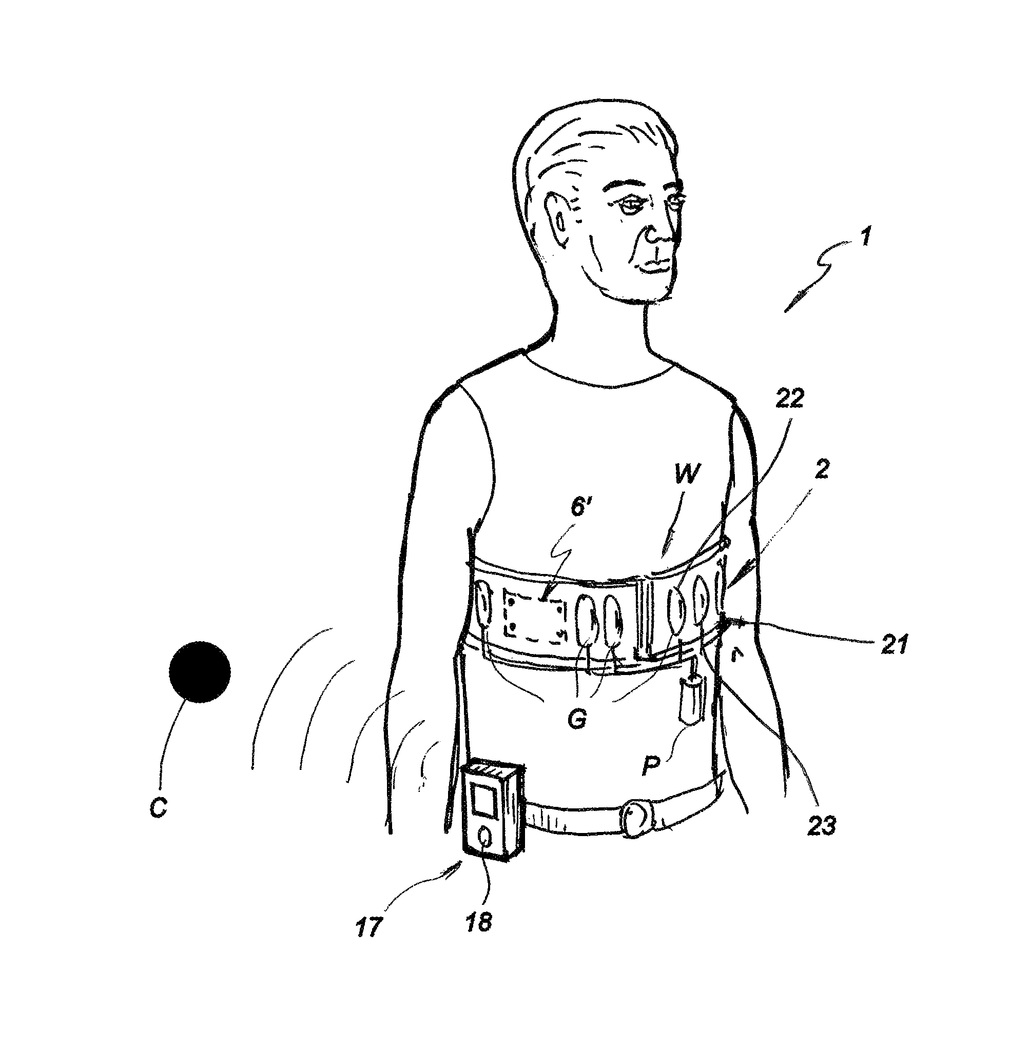 Sensor device for treatment and remote monitoring of vital biological parameters