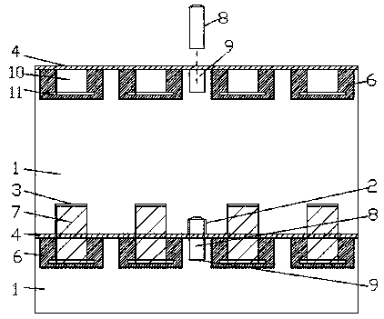 Continuous pre-baked anode carbon block with split type independent carbon bowl and ultra-long filling block structure