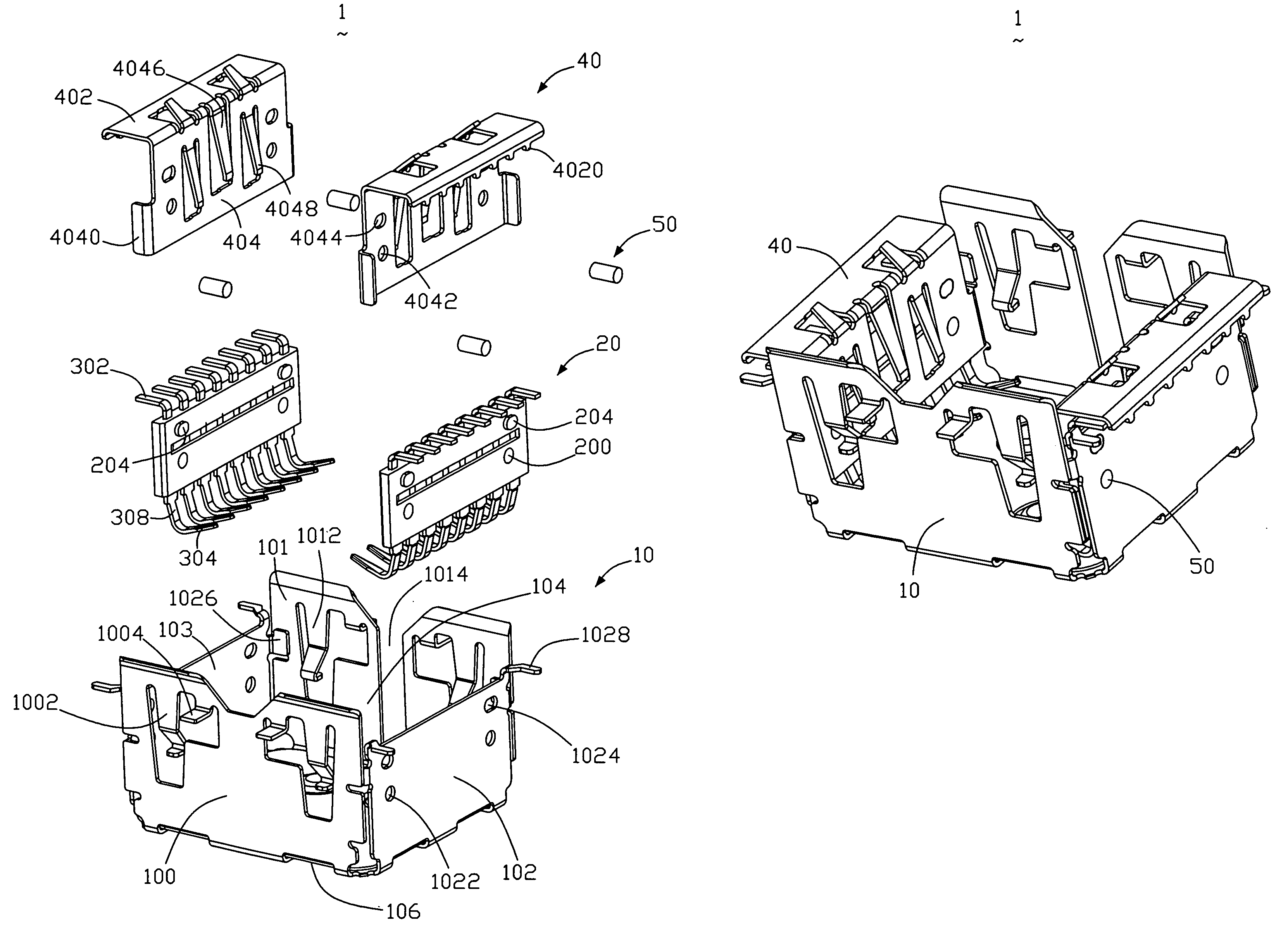 Shielded connector for reducing the deflection of the terminal