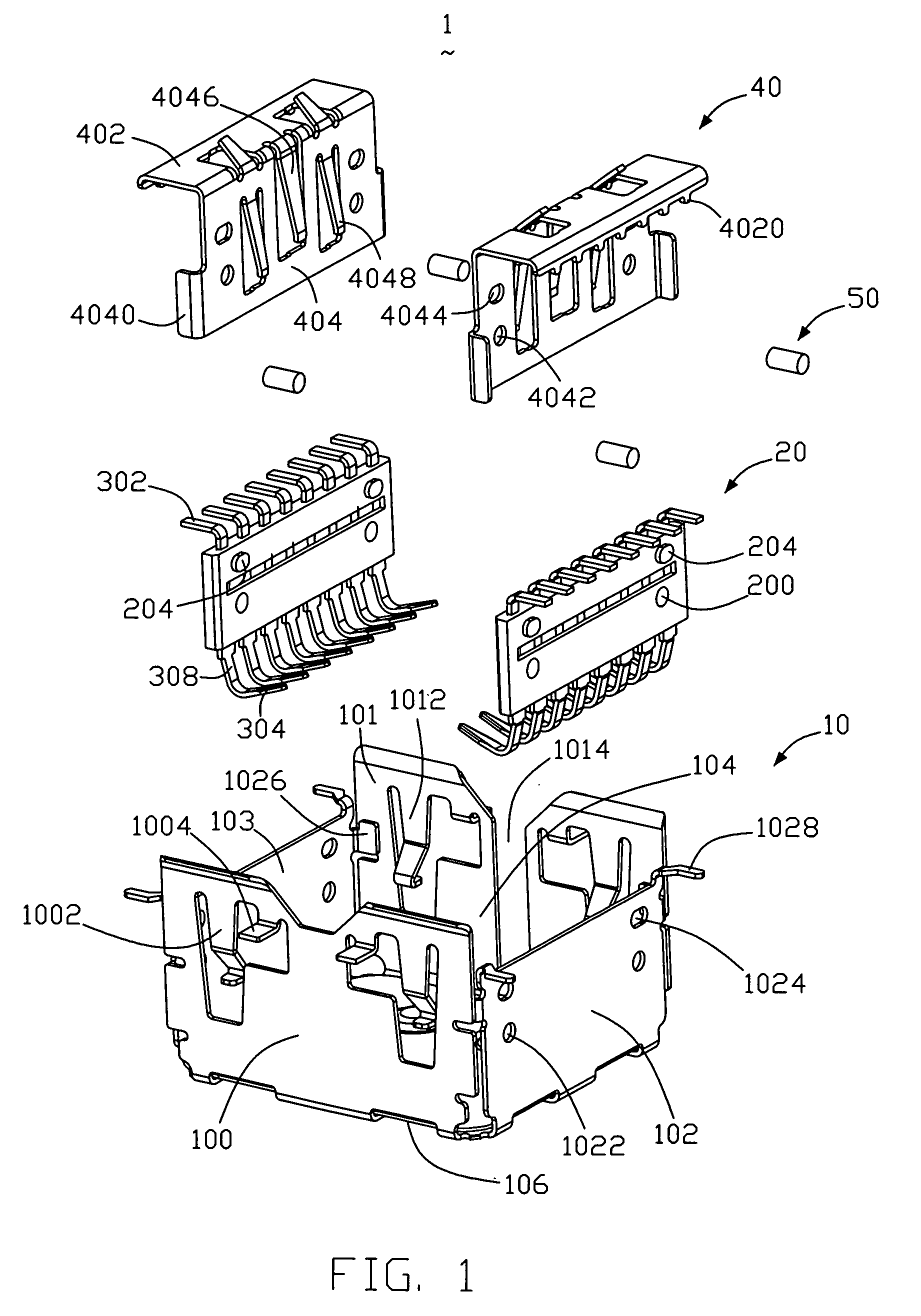 Shielded connector for reducing the deflection of the terminal