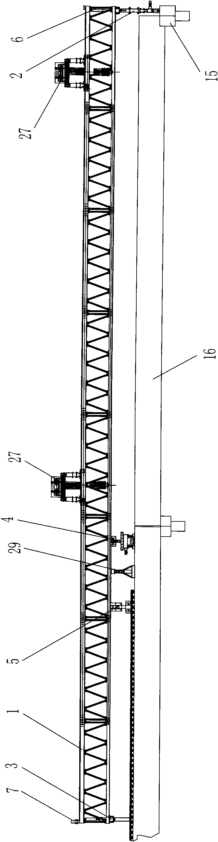 Highway double-guide-beam bridge erecting machine and turning method