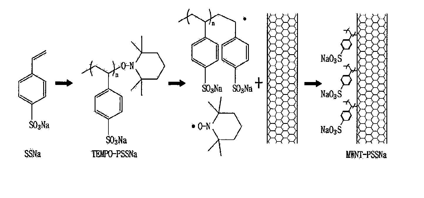 Modified carbon nanotube grafted by living polymer, carbon nanotube electrode and dye-sensitized solar cell using the same, and each preparation method thereof