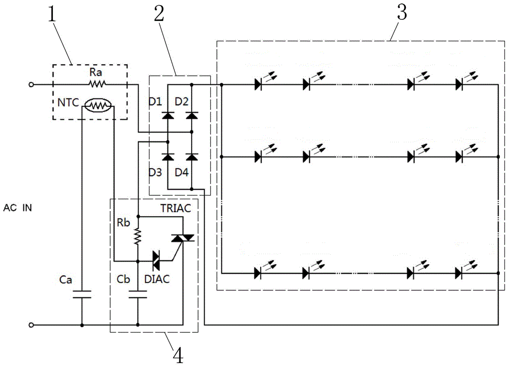 A kind of LED lamp ballasted by bidirectional thyristor