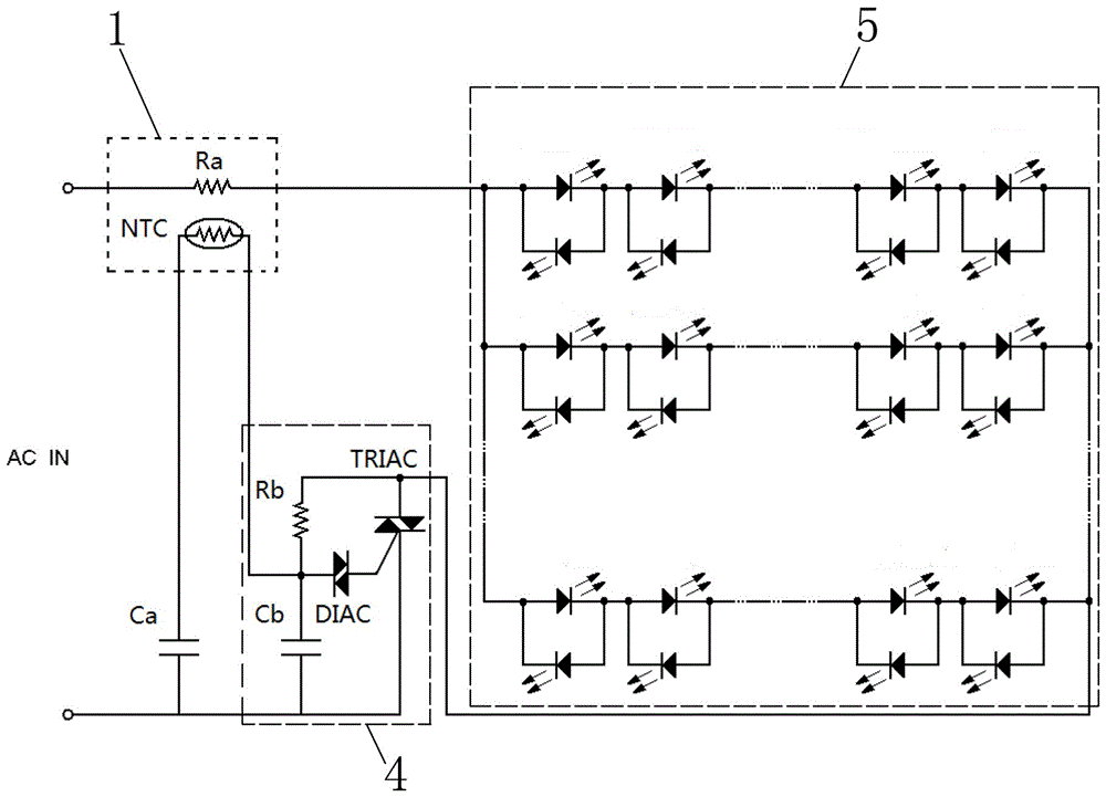 A kind of LED lamp ballasted by bidirectional thyristor