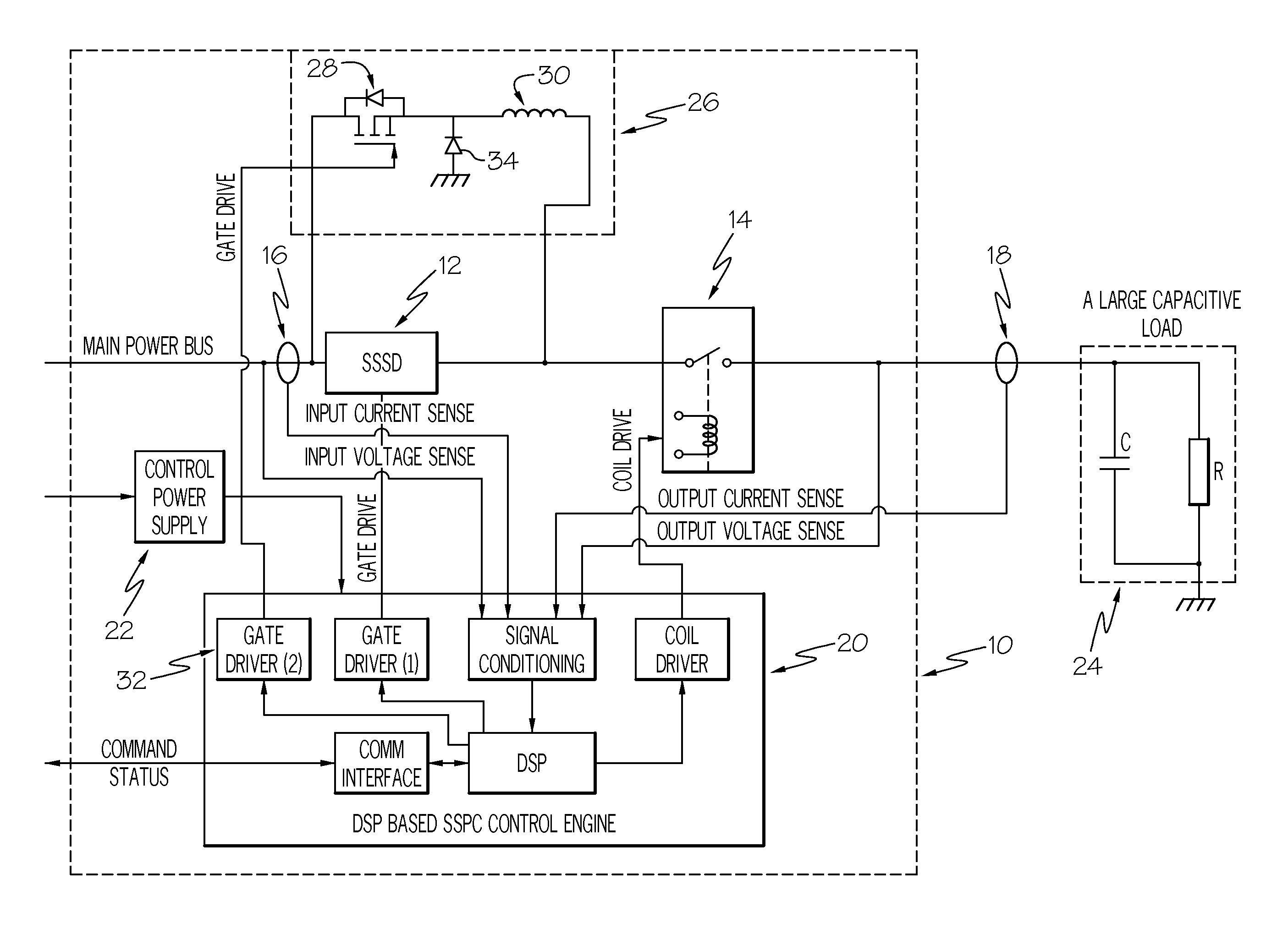 High power DC SSPC with capability of soft turn-on large capacitive loads