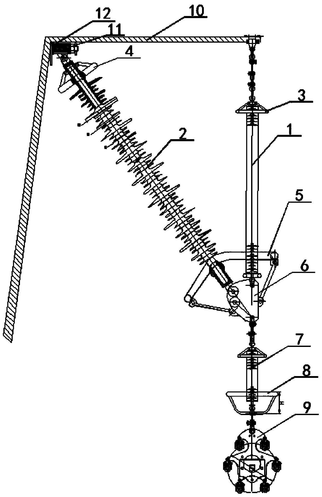 Che-shaped suspension string for preventing windage yaw