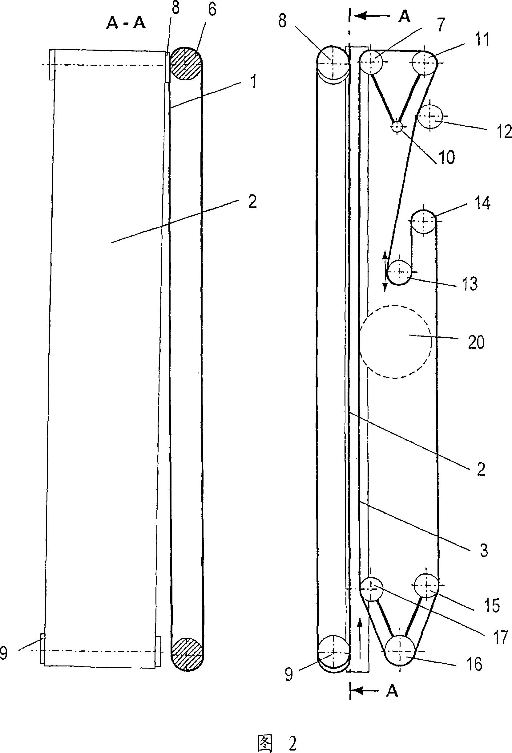 Device for orienting flat items of mail towards a narrow edge