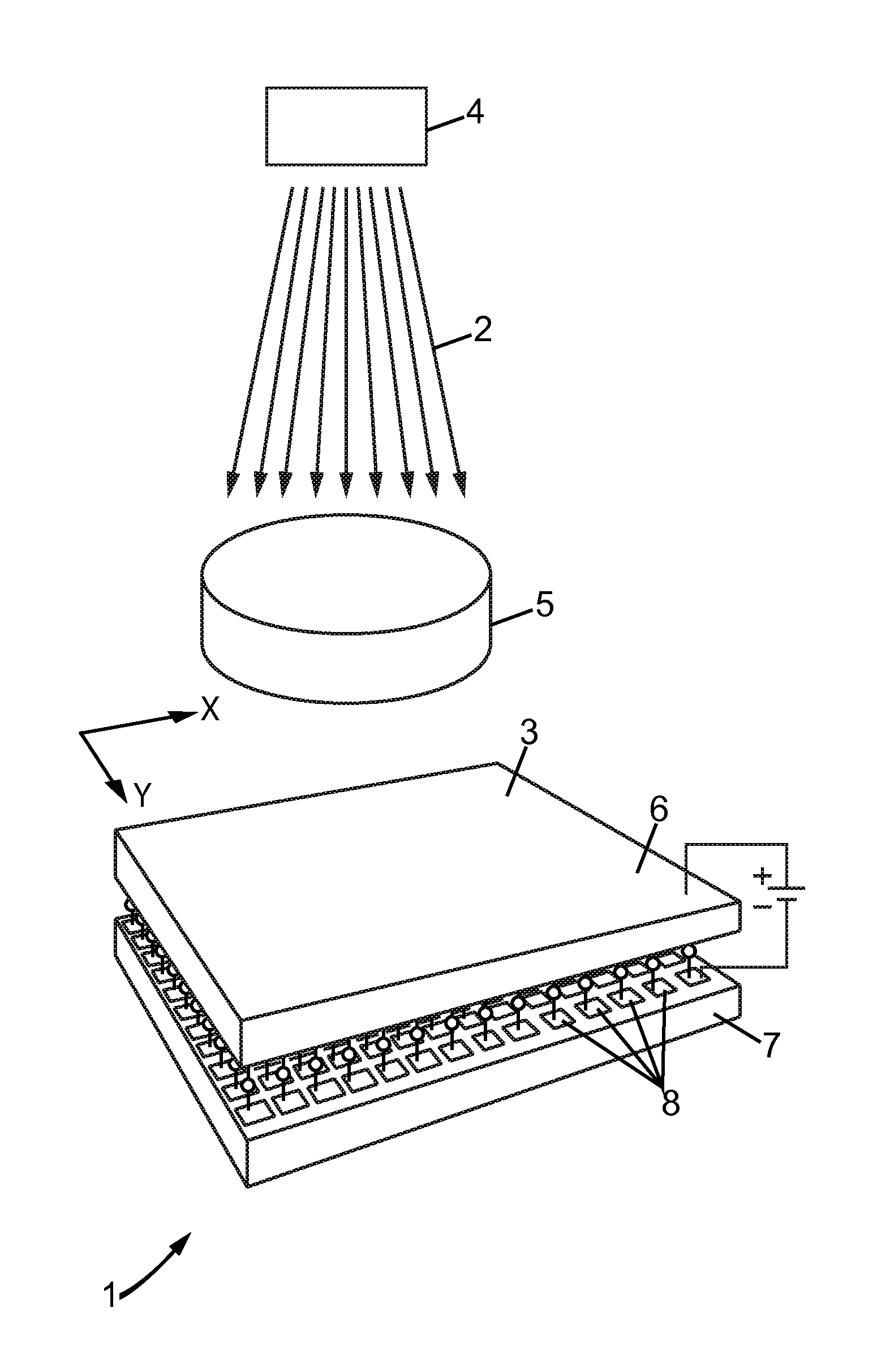 Pixilated radiation sensing device