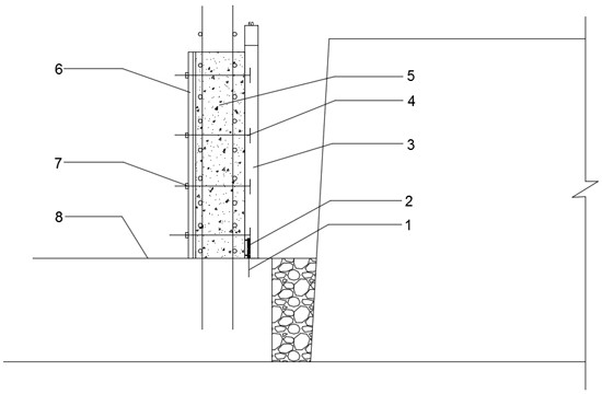 Construction method for reinforcing underground outer wall formwork in complex limited space in a foundation pit