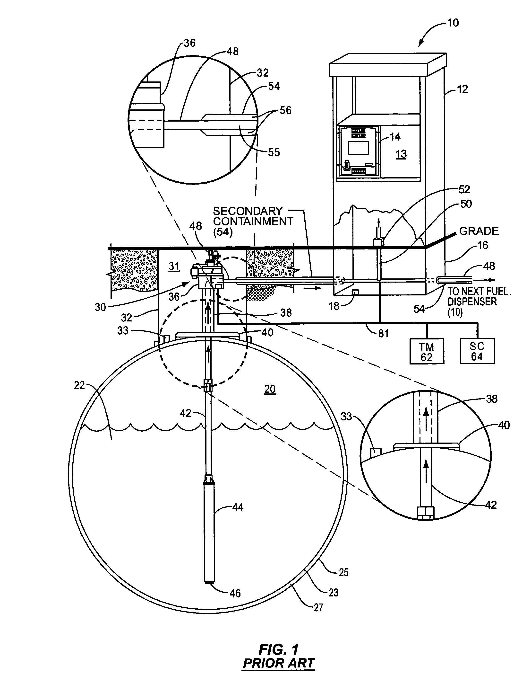 Secondary containment leak prevention and detection system and method