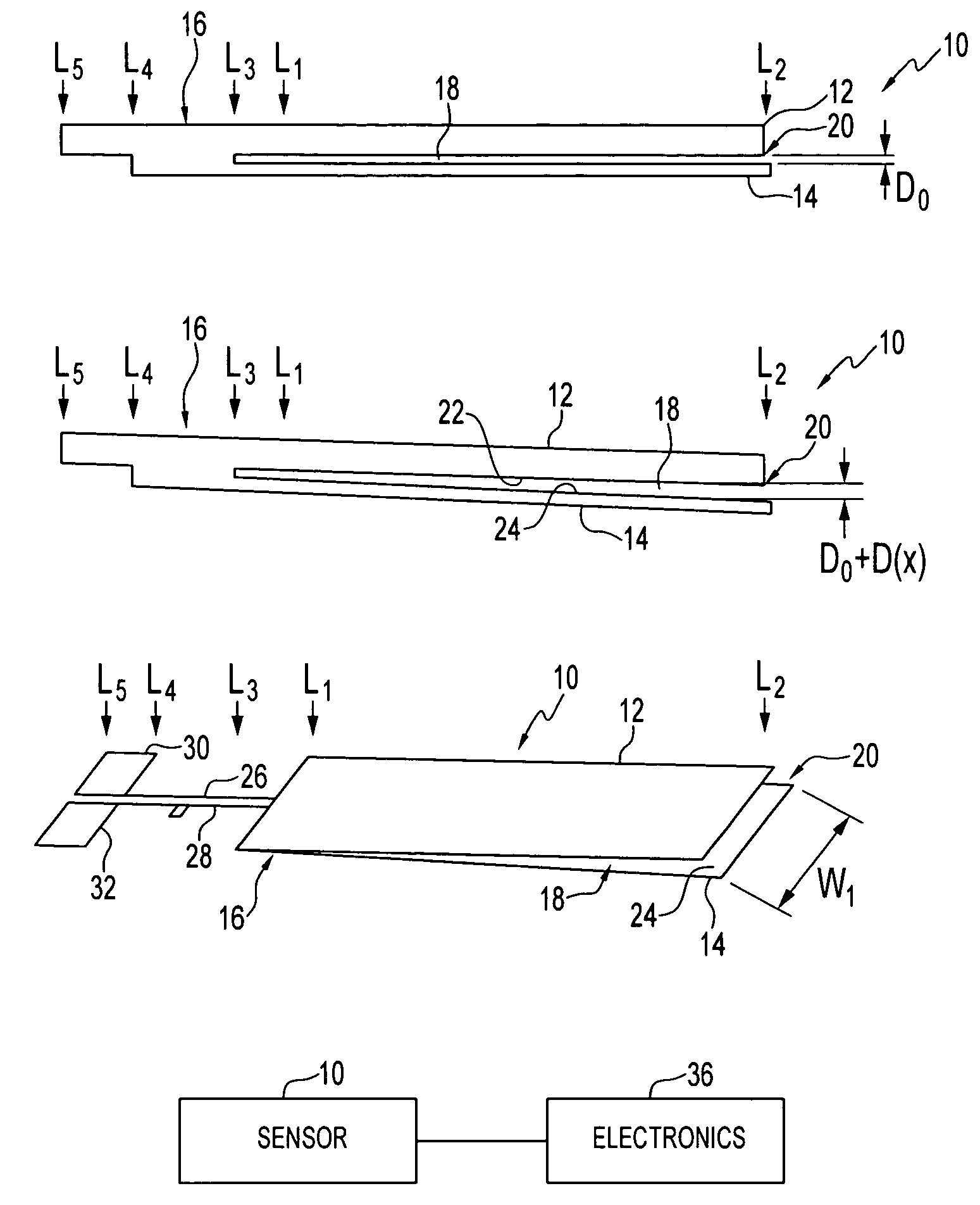 MEMS capacitive cantilever strain sensor, devices, and formation methods