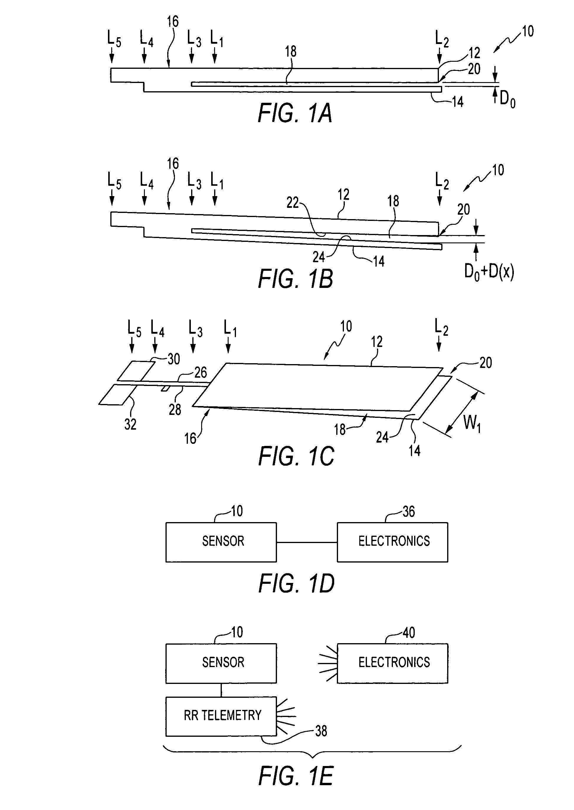 MEMS capacitive cantilever strain sensor, devices, and formation methods