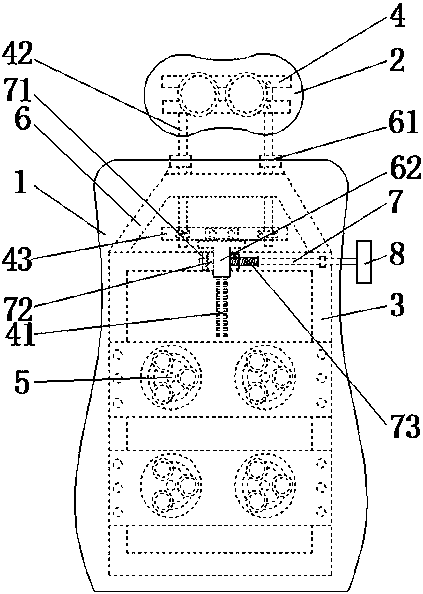 Massage armchair back structure device