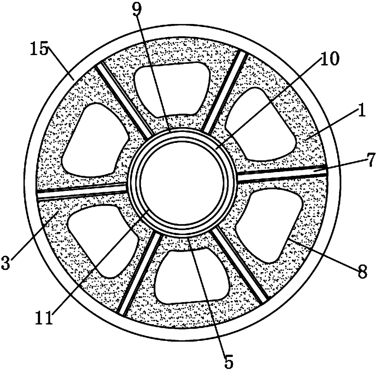 Special composite belt wheel for ceramic glazing and conveying line