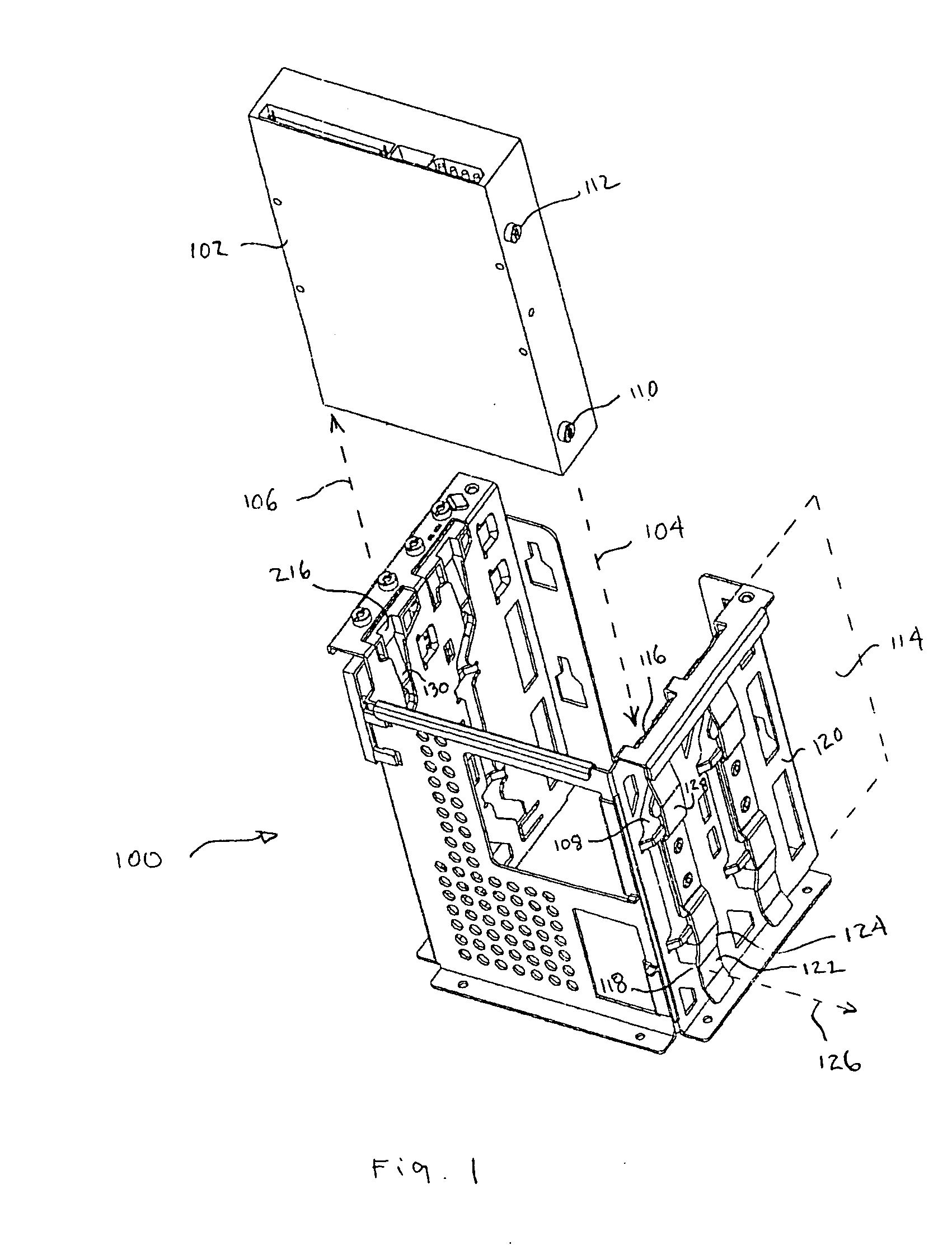 Media drive cage having improved insertion shock and air flow properties