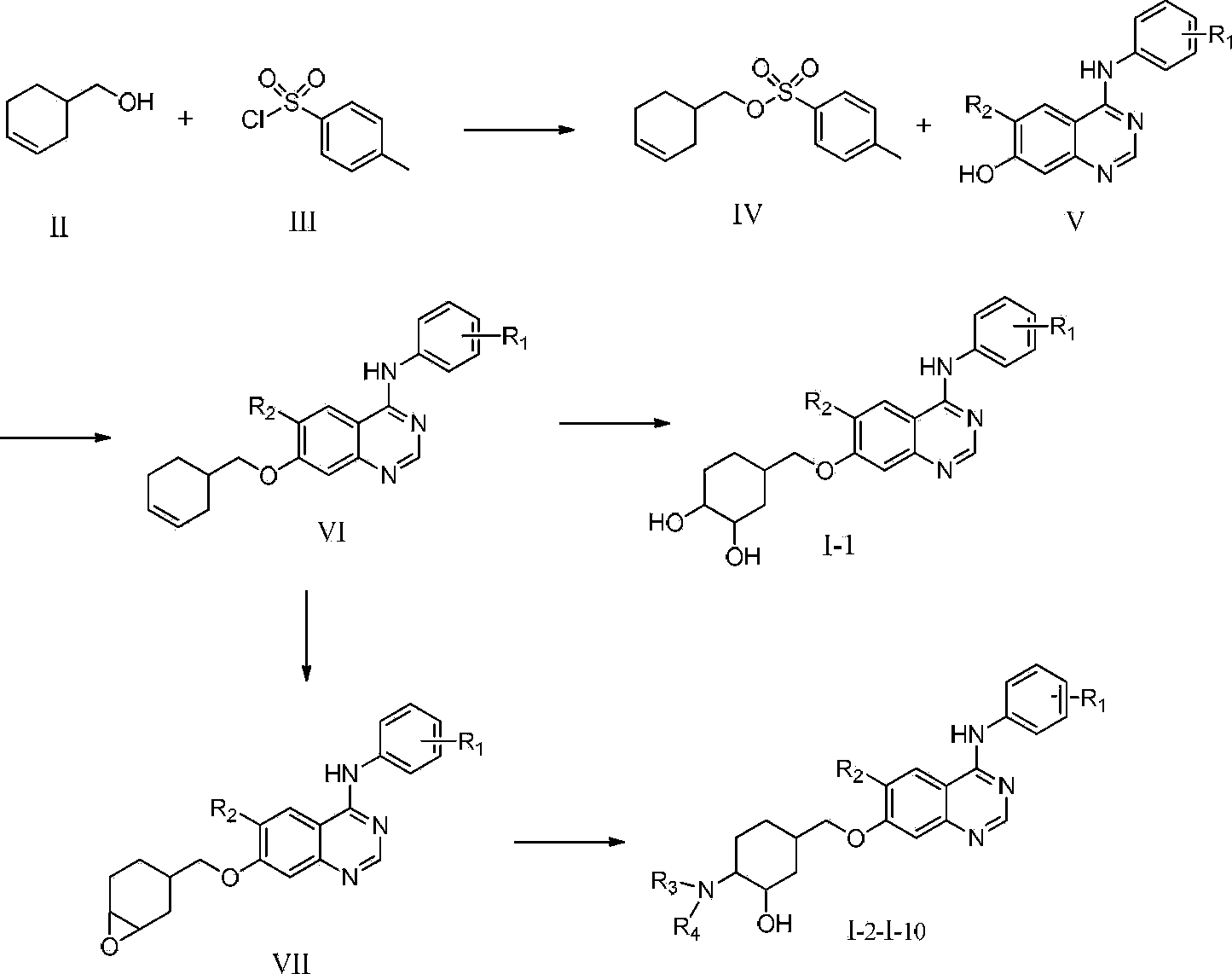 7-substituted cyclohexyl quinazoline derivatives and preparing method and uses thereof