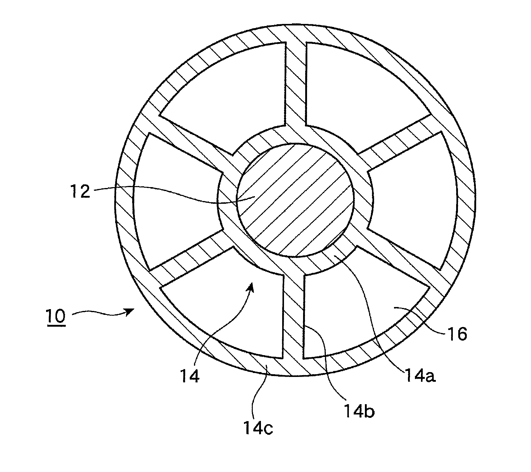 Method of producing hollow core for coaxial cable, hollow core for coaxial cable, and coaxial cable