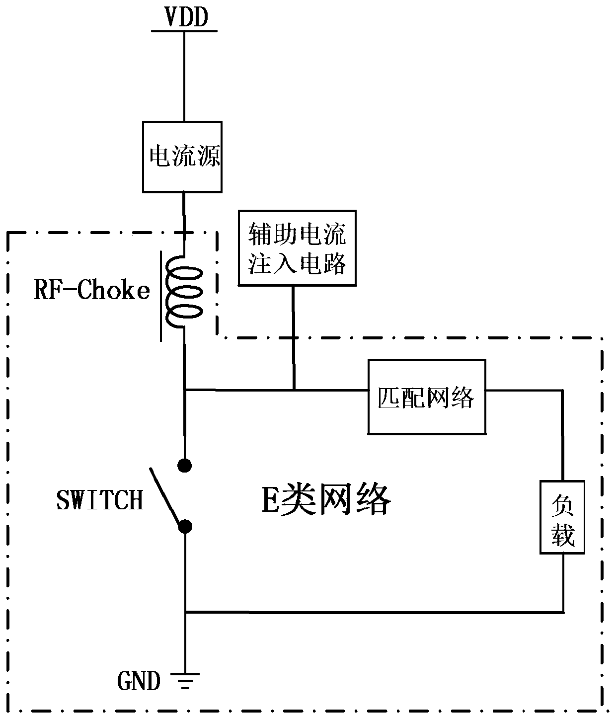 Current injection type class E power amplifier