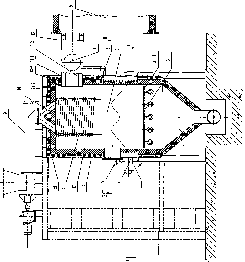 Biomass gasification boiler using air-steam as gasifying agent and coupling combustion method thereof