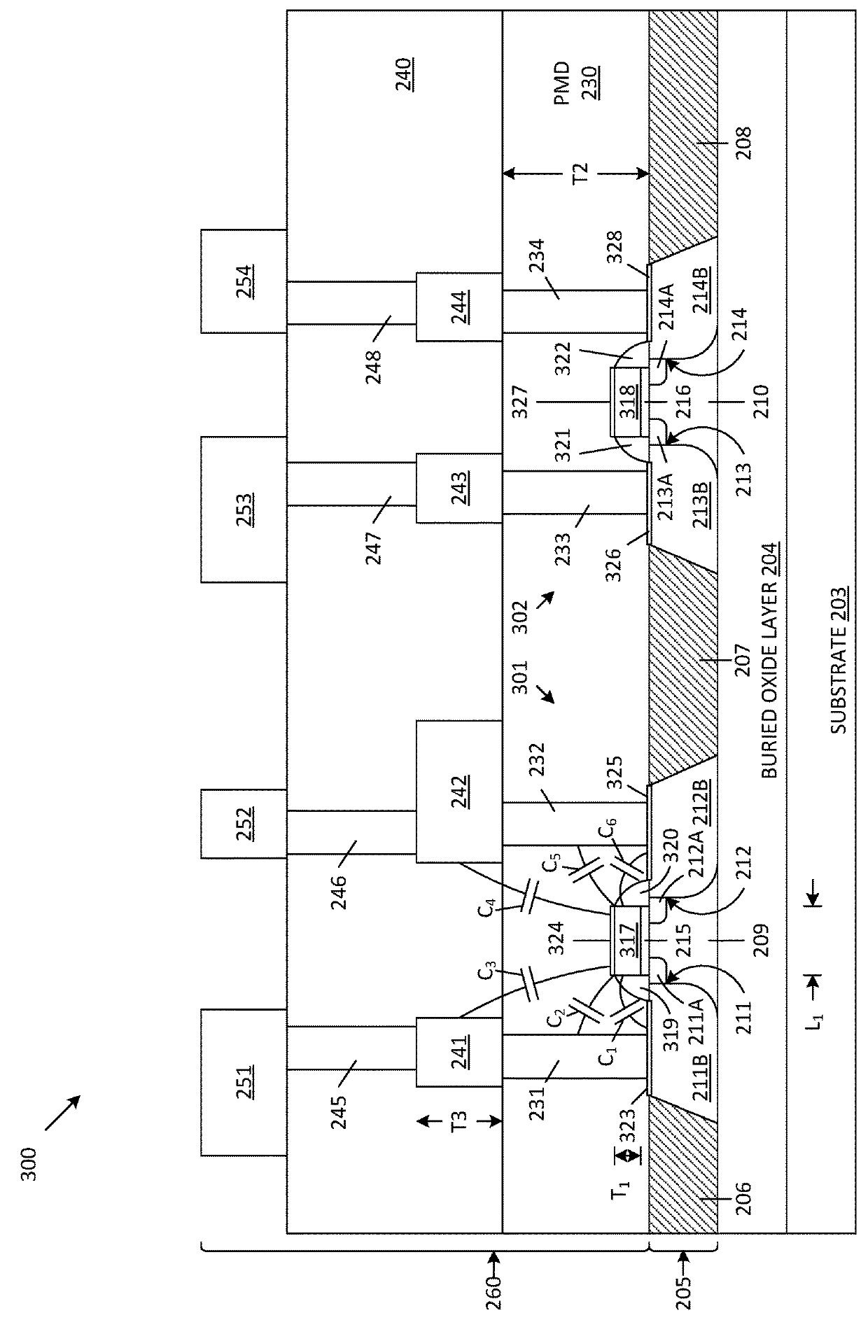 Thin Polysilicon For Lower Off-Capacitance Of A Radio Frequency (RF) Silicon-On-Insulator (SOI) Switch Field Effect Transistor (FET)