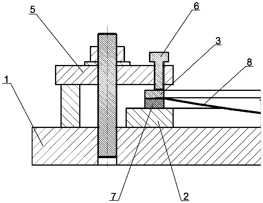 A welding tool for titanium alloy mounting ring and molybdenum grid and electron beam welding process