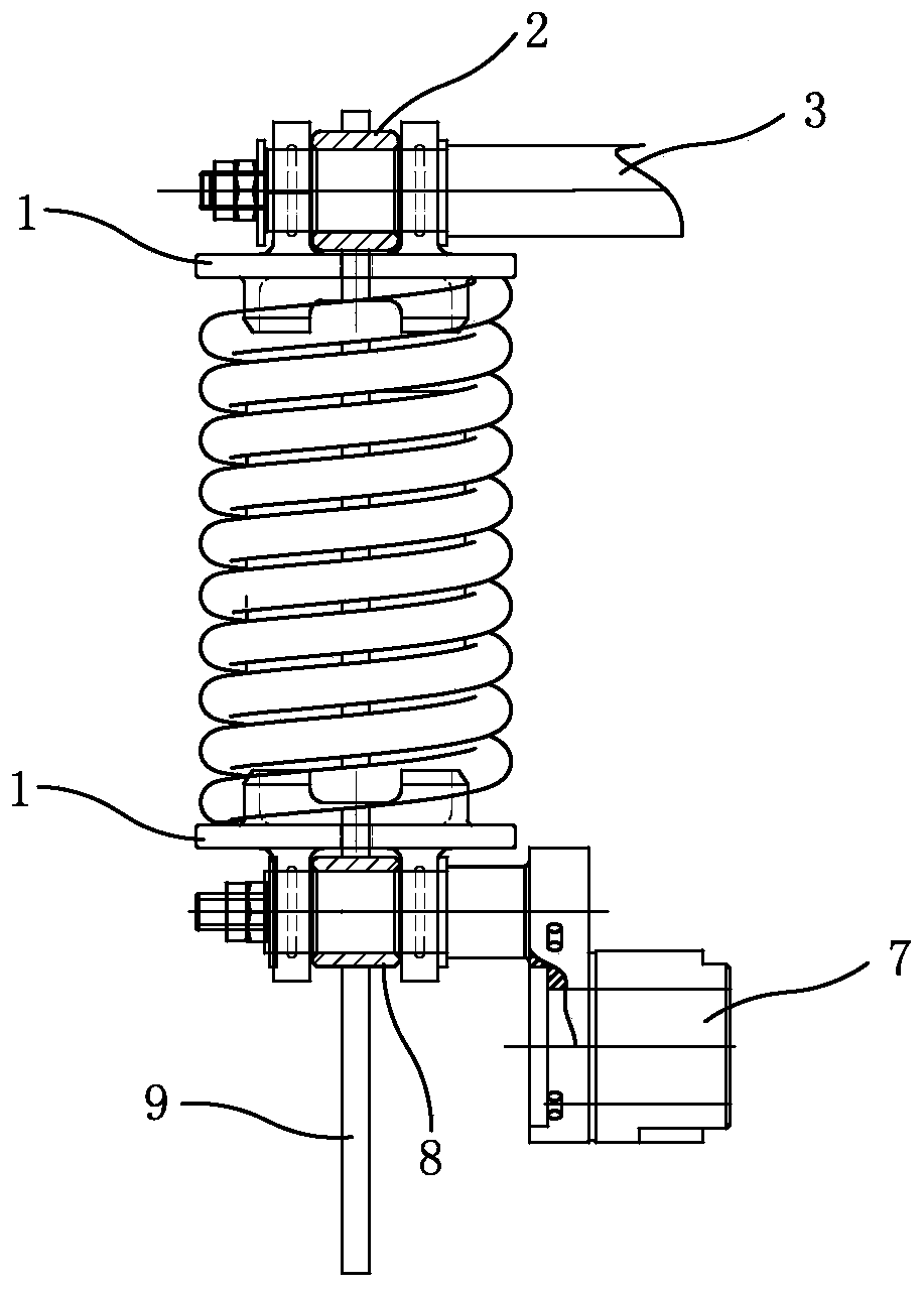 Spring operating mechanism closing spring residual energy absorption device