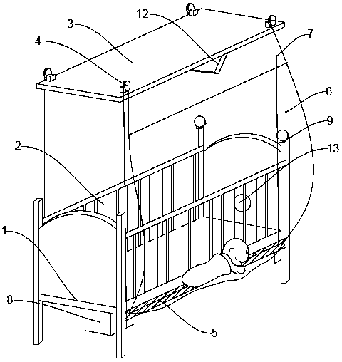 Intelligent children anti-falling sickbed and protection early-warning system thereof