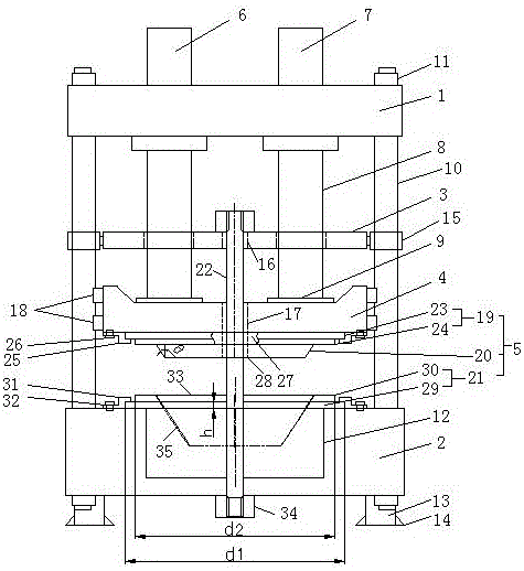 Pressing die device for air inlet rings for centrifugal fans