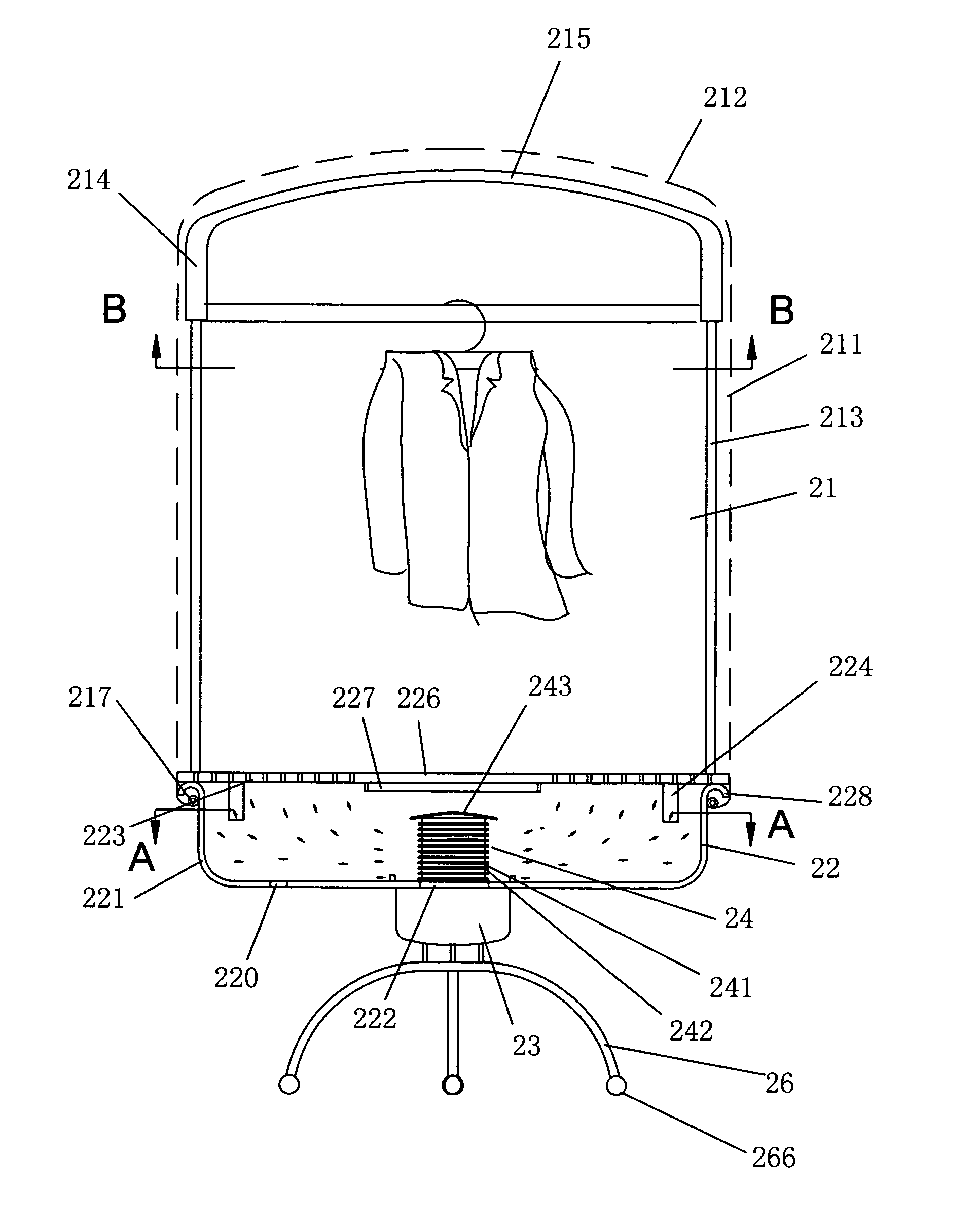 Safe clothes drying machine with a large space structure