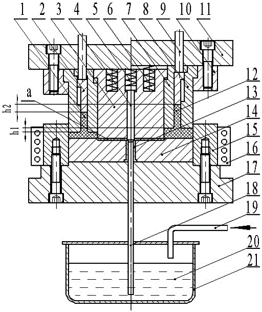 Liquid forging forming method for welding-neck flange, forming die and forming device