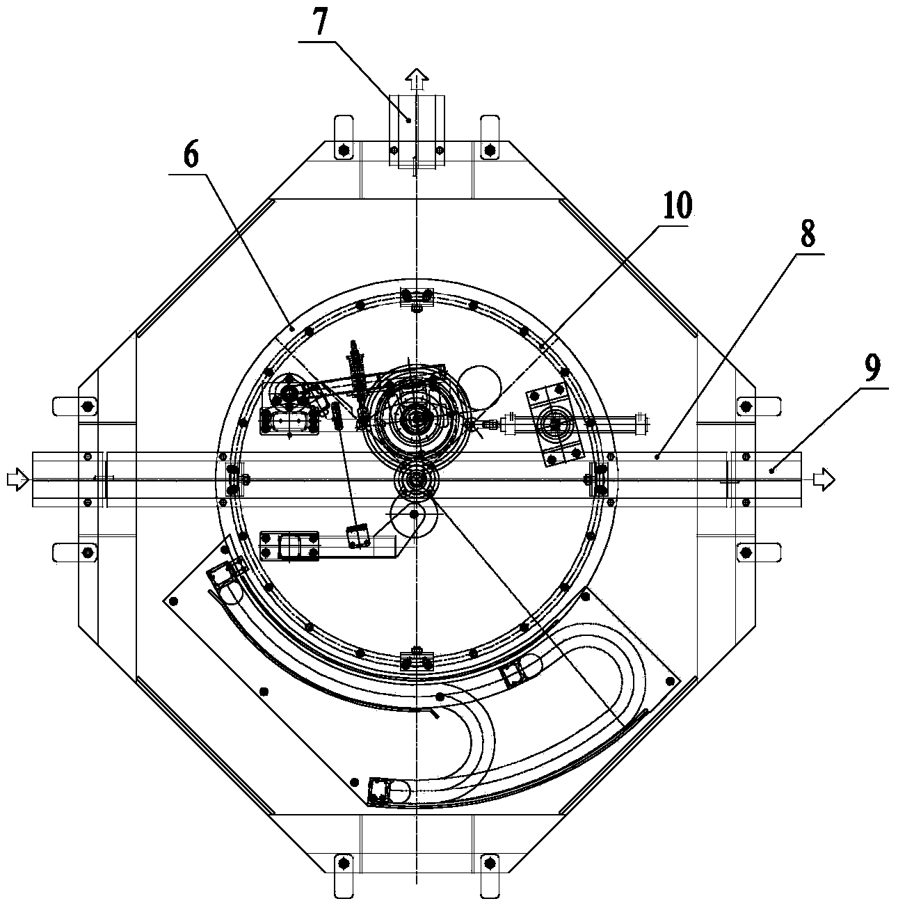 Ground friction drive rotating platform for bumper conveying