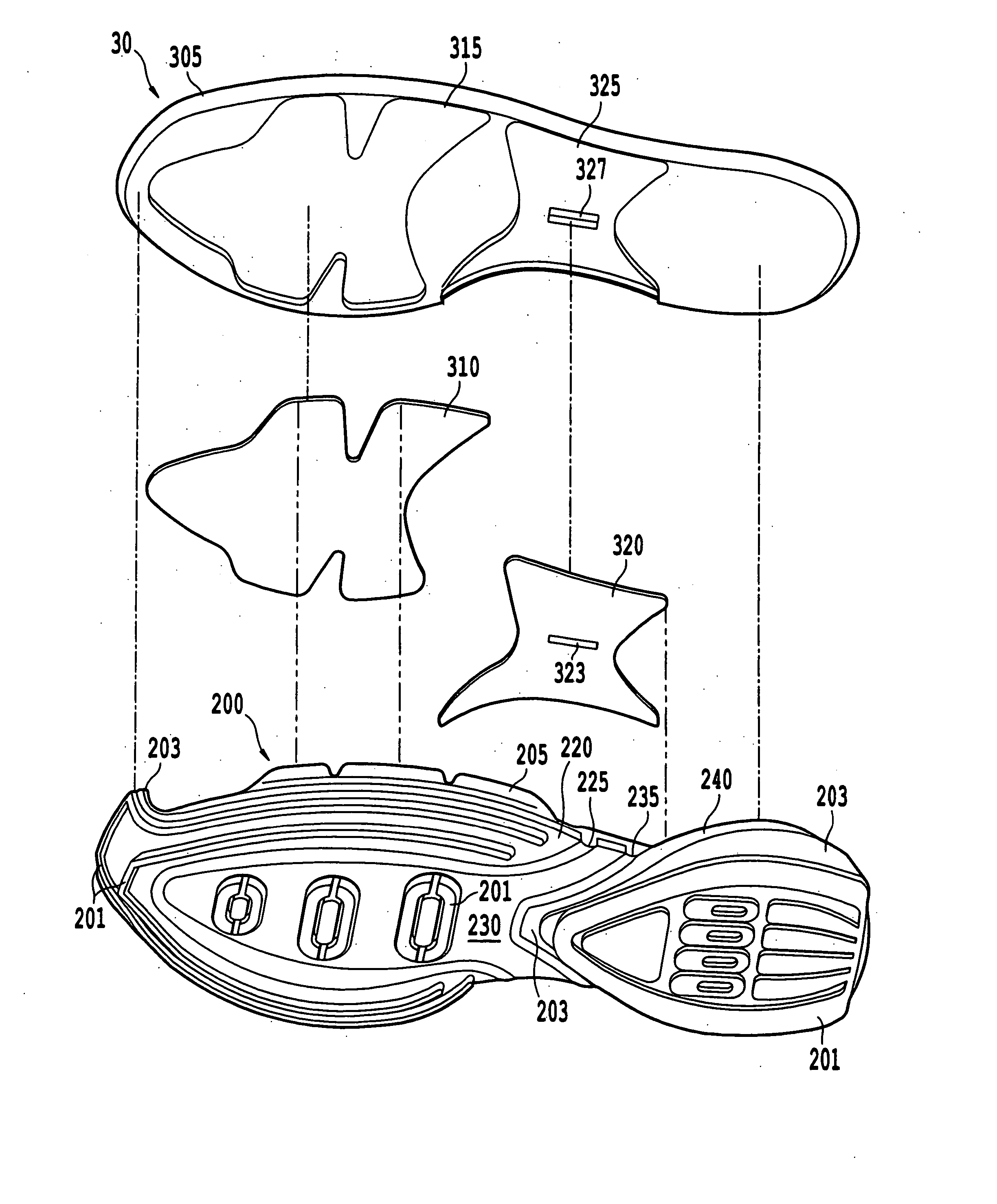 Adaptable shoe having an expandable sole assembly