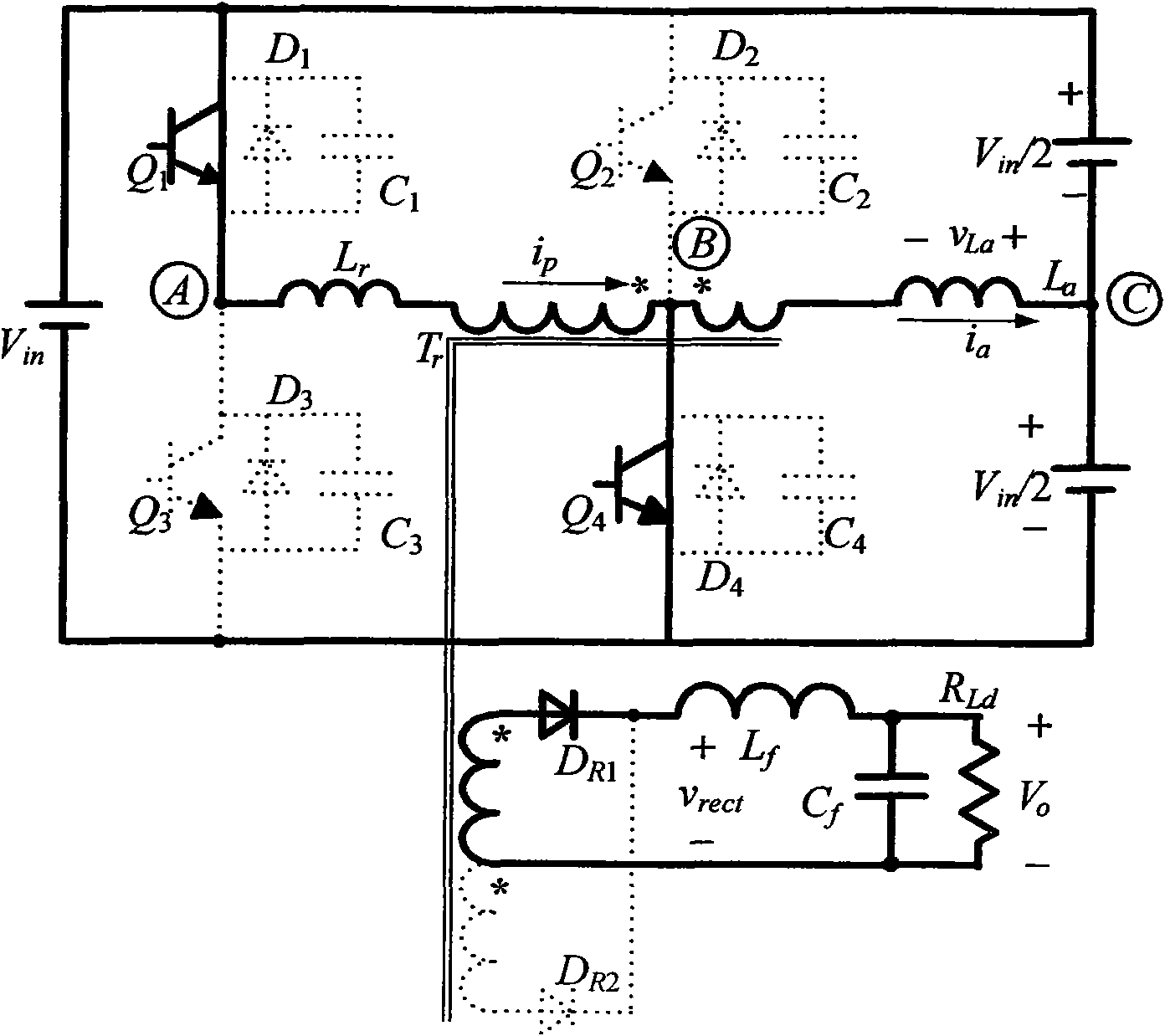 Zero-voltage-switching (ZVS) full-bridge DC converter adopting passive auxiliary network