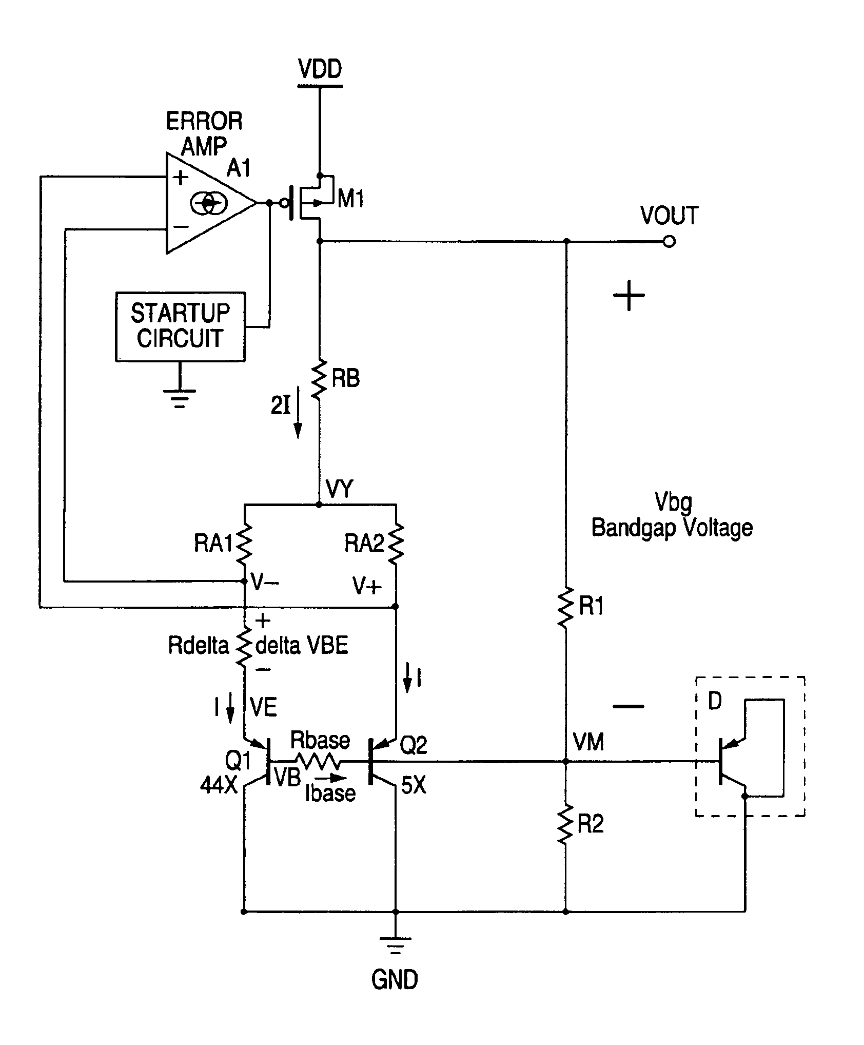 Metal oxide semiconductor (MOS) bandgap voltage reference circuit