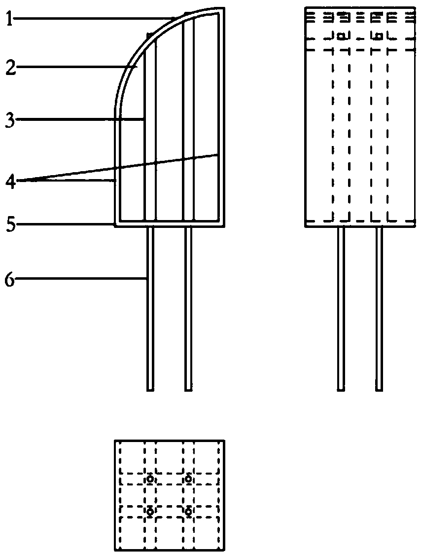 Construction method of domed square light caisson and pile foundation combined type deepwater breakwater
