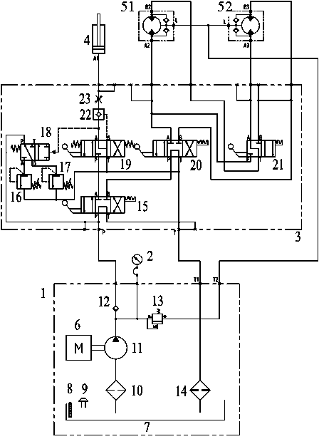 Hydraulic control system for manual steering hydraulic power tractor