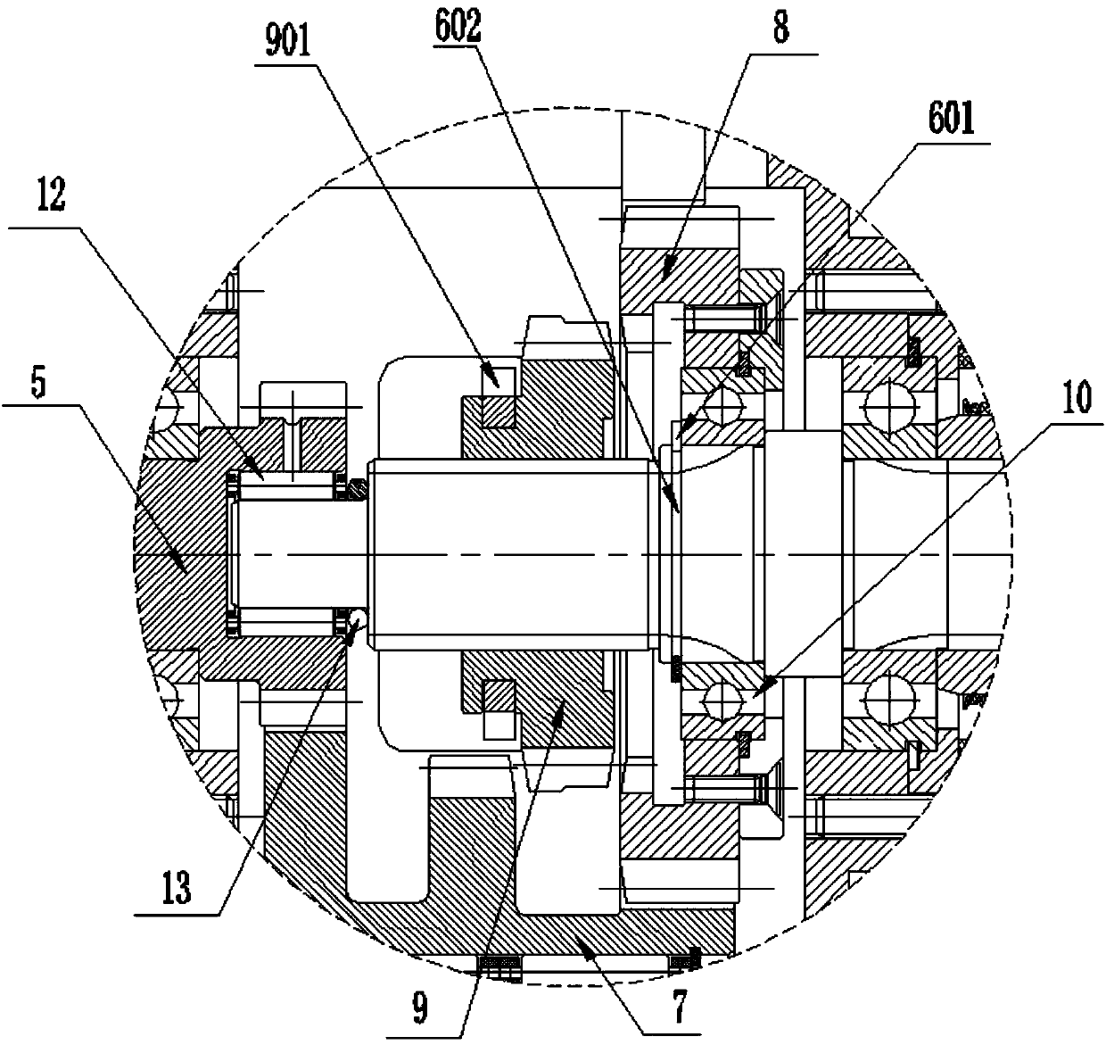 Two-gear electric truck transmission with force taking device