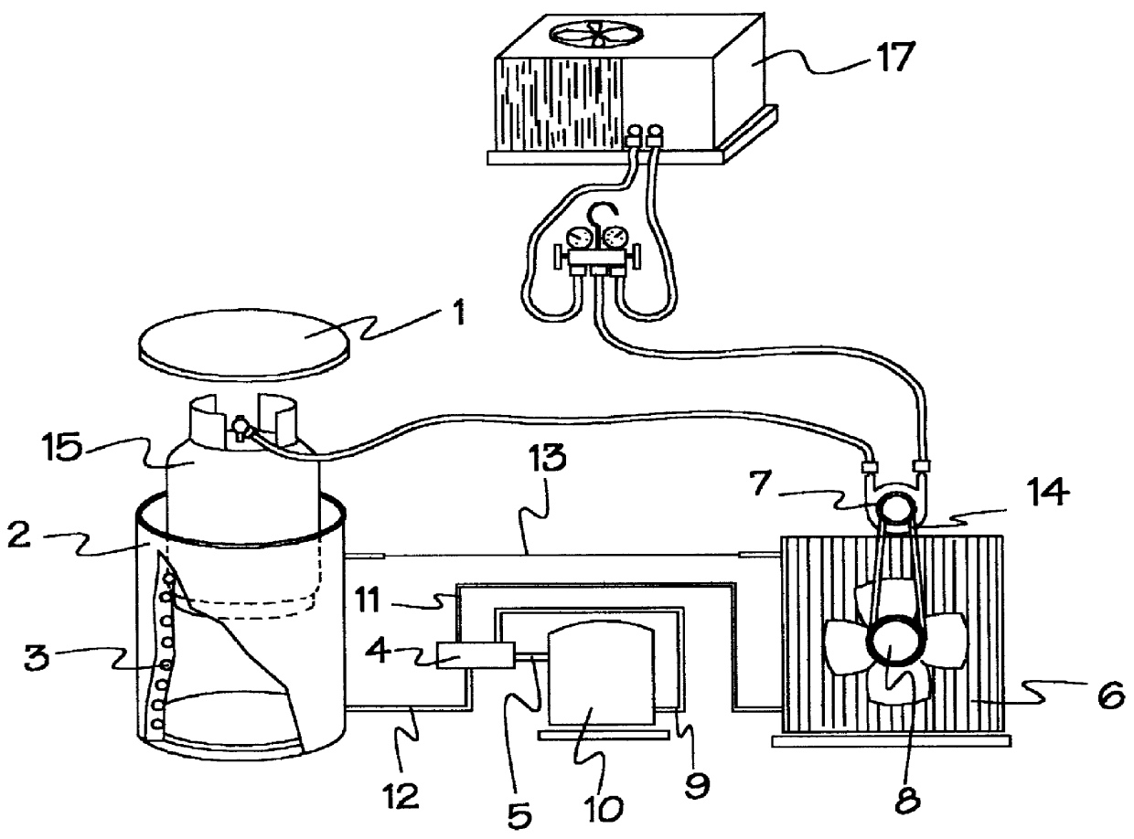 Self-cooled refrigerant recovery system