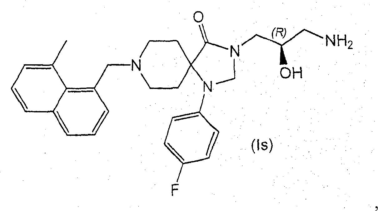 Salts of 3-(3-amino-2-(r)-hydroxy-propyl)-1-(4-fluoro-phenyl)-8-(8-methyl-naphthalen-1-ylmethyl)-1,3,8-triaza-spiro[4.5]decan-4-one